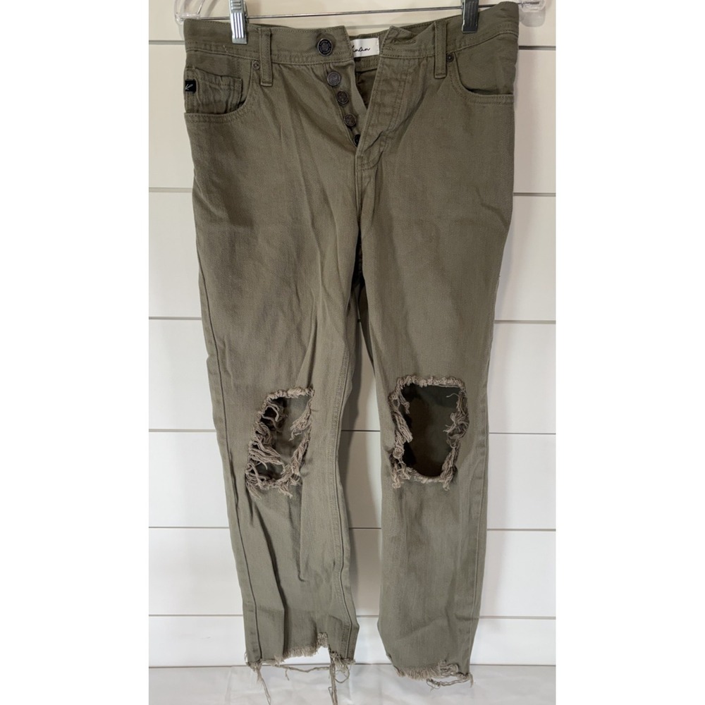 KanCan Jeans Women's Size 5/26 Olive Green Distressed Ripped Knee